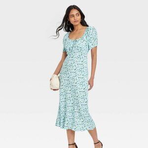 Floral Blue Midi Dress